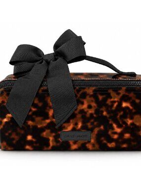 Case-Mate Tortoise Shell Jelly Cosmetic Bag Lay Flat Travel Makeup Organizer NWT